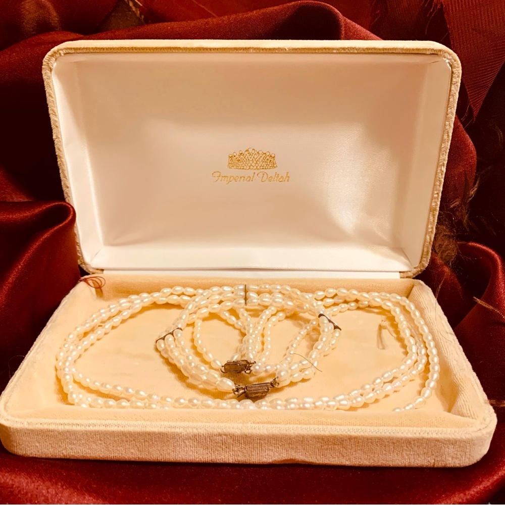 𖢻Imperial Deltah𖢻 𝐕𝐢𝐧𝐭𝐚𝐠𝐞 Fresh Water Pearl Necklace and Bracelet Set